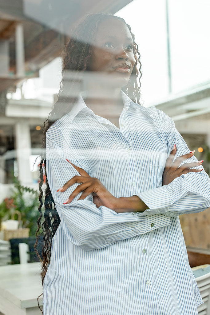 Becca Oversized Shirt - Blue Stripe