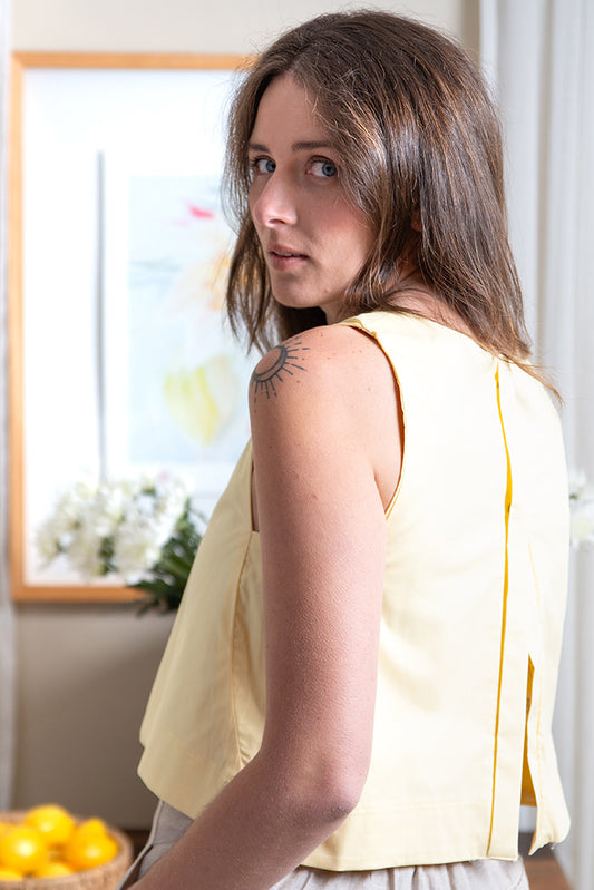 Cami Crop Top - Butter Yellow Poplin