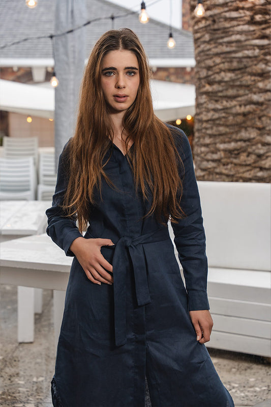 Chloe Shirt Dress - Navy
