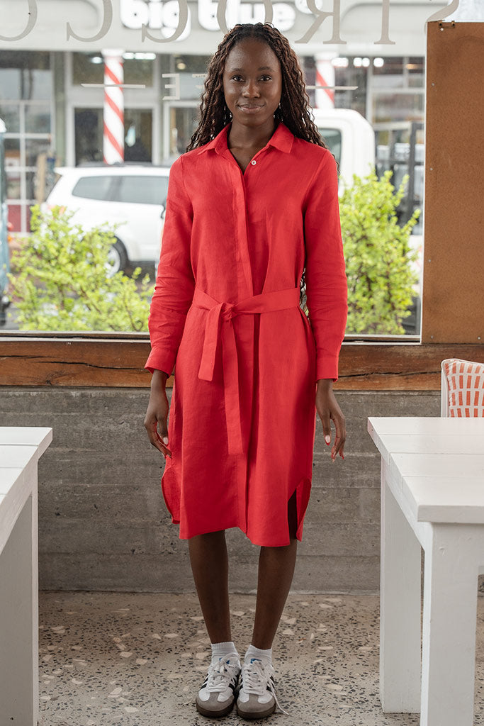 Chloe Shirt Dress - Scarlet
