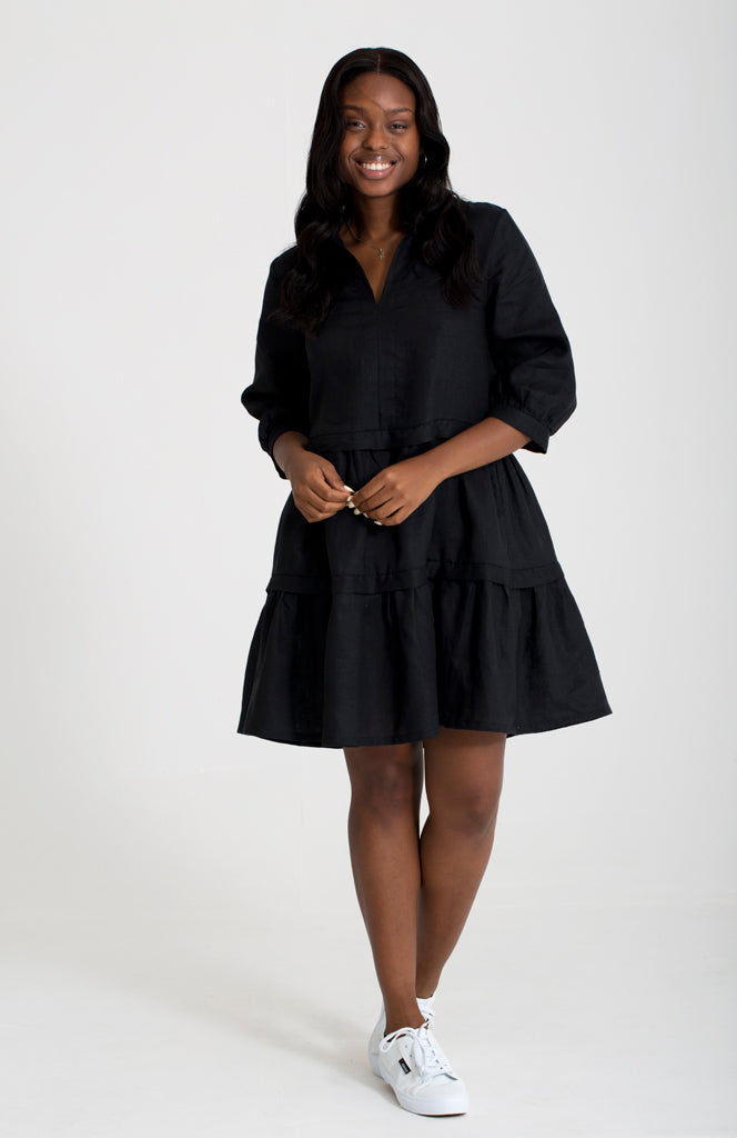 Hayden Dress - Black Linen