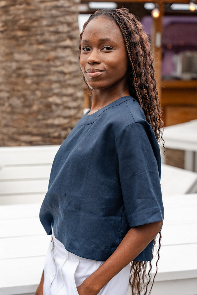 Taylor Crop Top - Navy