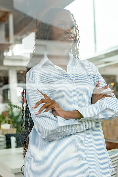 Becca Oversized Shirt - Blue Stripe