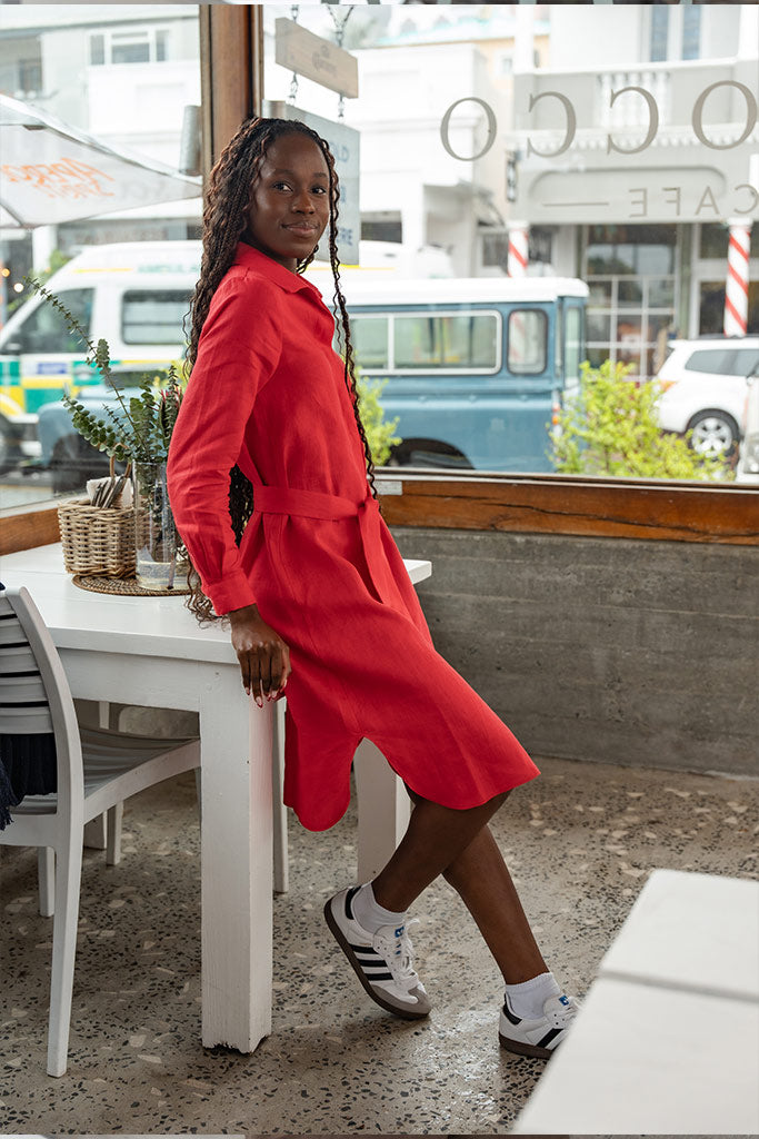 Chloe Shirt Dress - Scarlet