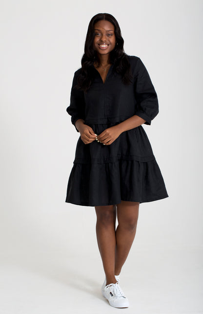 Hayden Dress - Black Linen