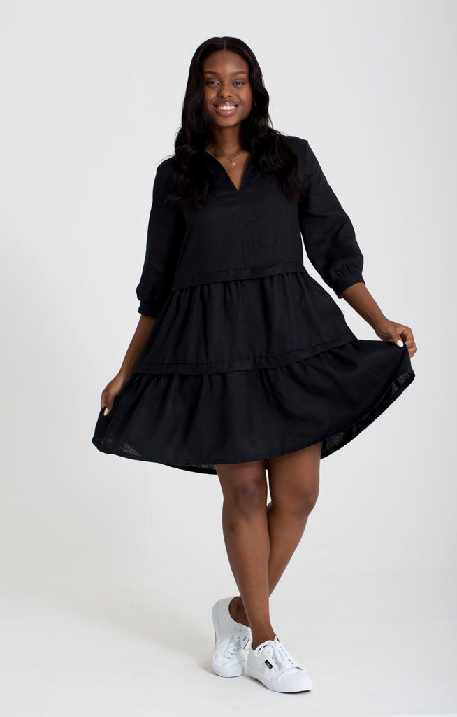 Hayden Dress - Black Linen