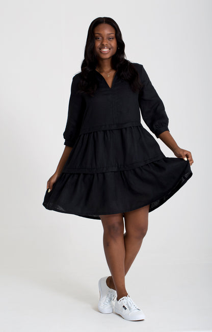 Hayden Dress - Black Linen