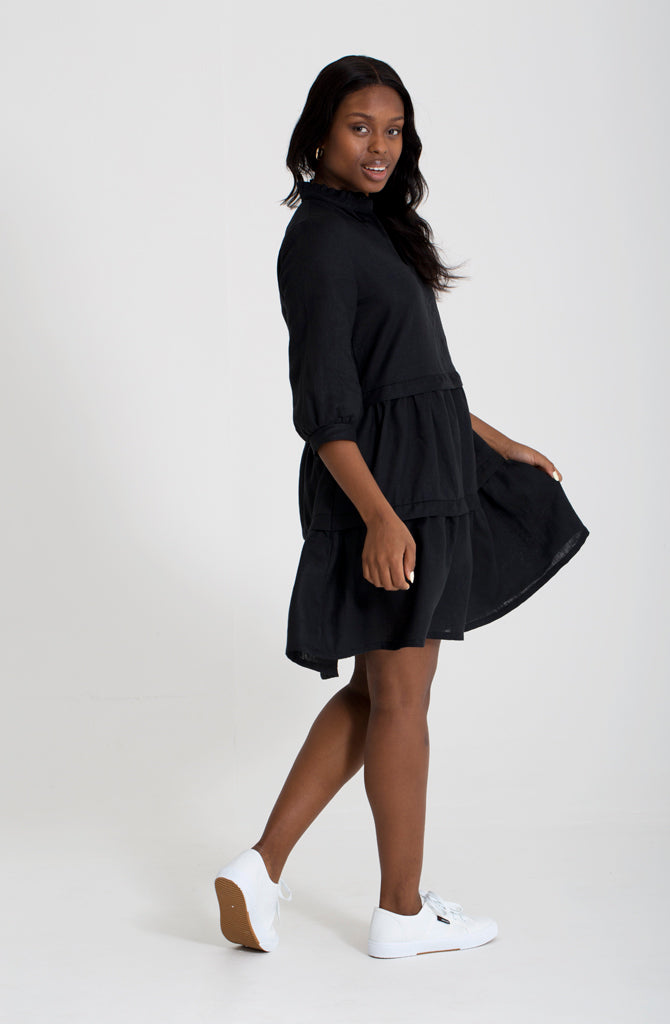 Hayden Dress - Black Linen