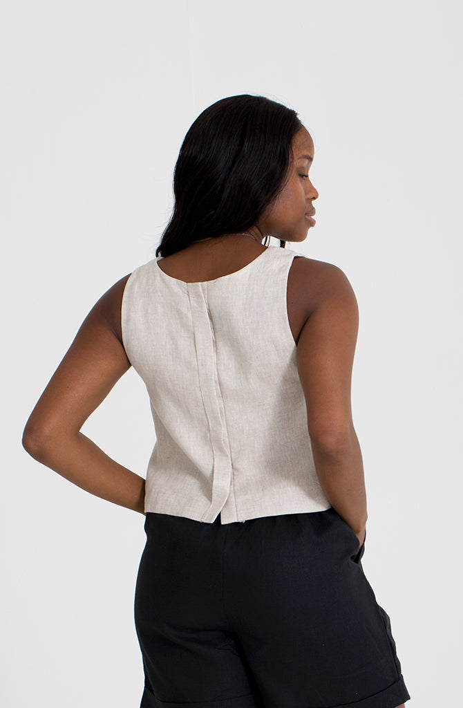 Cami Crop Top - Natural Linen