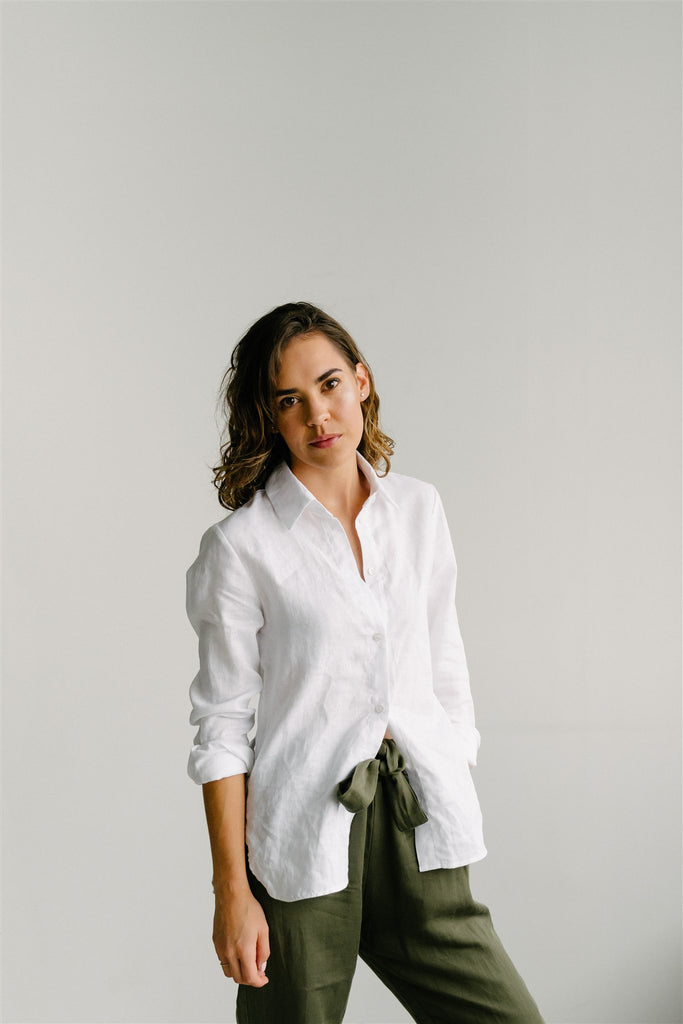 Shirley Shirt - White Linen