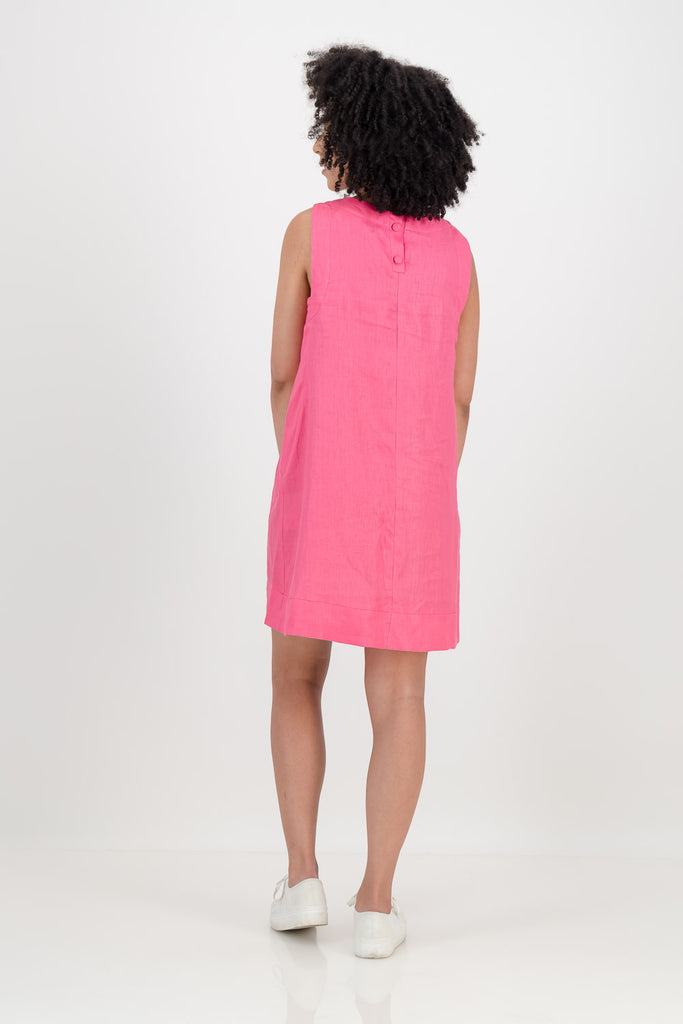Mia Dress - Pink Linen