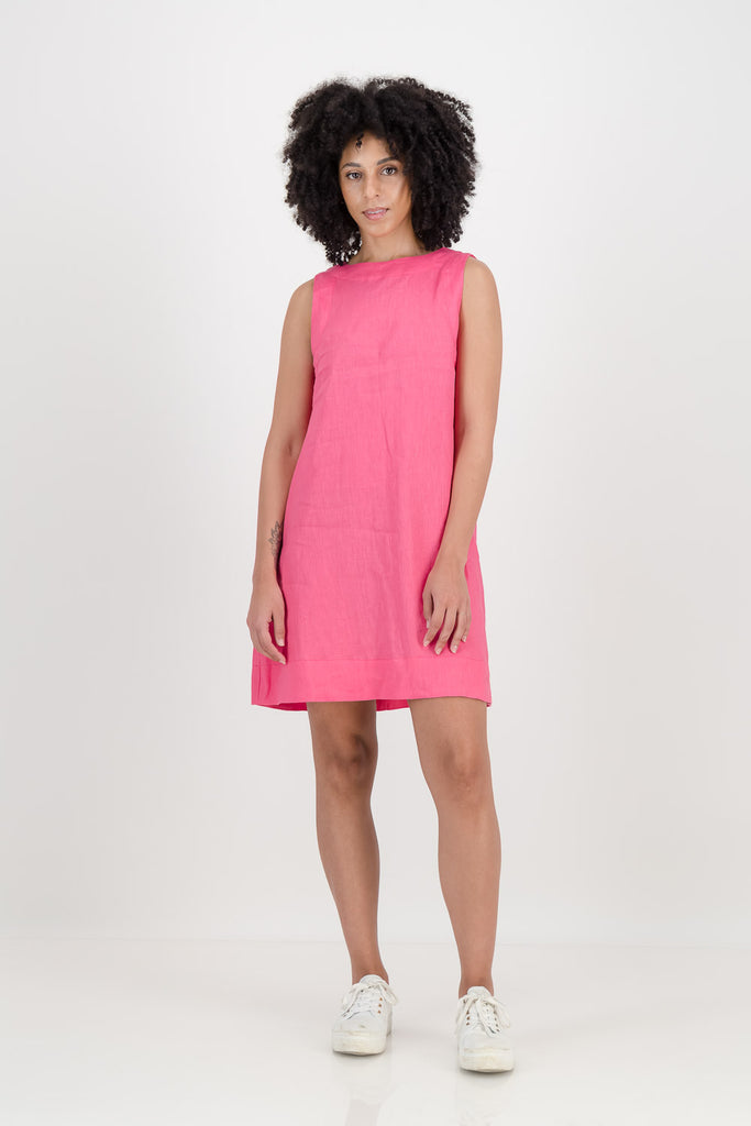 Mia Dress - Pink Linen